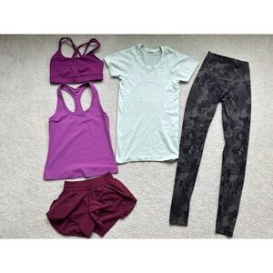 5PC-Lululemon Size 2 Swiftly Tech Align Wunder Train Bra Tank Shorts Leggings